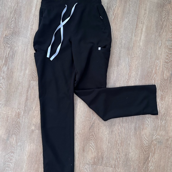 Figs Pants - Black high waisted Evans skinny scrub pants